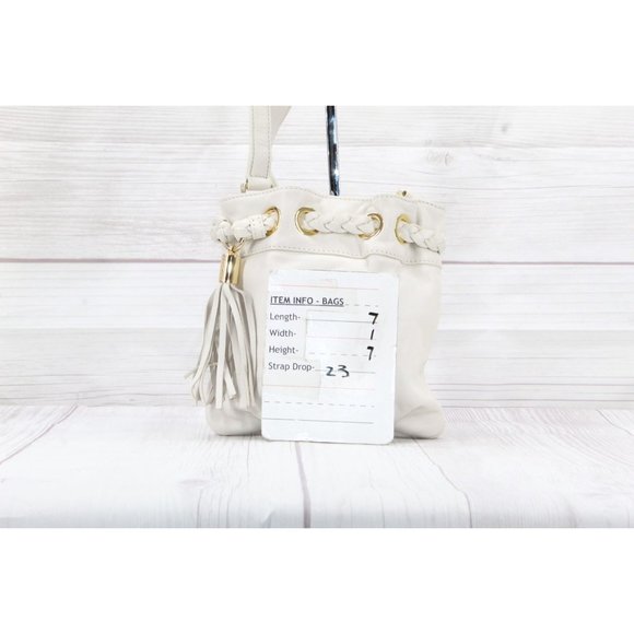 Michael Michael Kors White Soft Leather Braided Grommet Tassel Crossbody - Picture 9 of 9